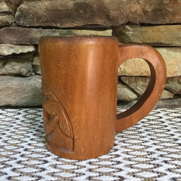 VTG Monkeypod Mug Pineapple Carved Tiki Bar Hawaii - Picture 13 of 14